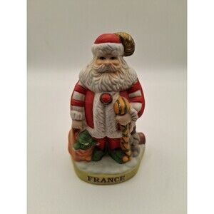 Santa's of The Nations Hand Painted Porcelain Christmas Fig (France) #8910